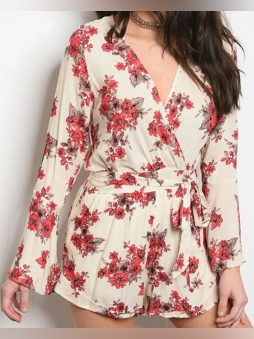 Honey Belle White Floral Embroidered Romper